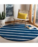 Martha Stewart Collection Chalk Stripe MSR3617C Navy 6' x 6' Round Area Rug