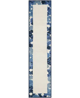 Martha Stewart Collection Poppy Border MSR3629A Azure 2'3" x 10' Runner Rug