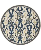 Martha Stewart Collection Ikat Pendant MSR4553B Bone 4' x 4' Round Area Rug