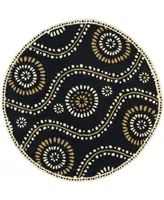 Martha Stewart Collection Ogee Dot MSR4532A Black 8' x 8' Round Area Rug