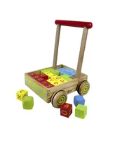 Classic World Toys Wood Baby Walker with Blocks, 31 Piece Set