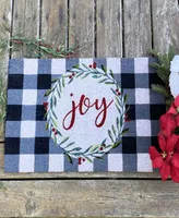 Elrene Holiday Joy Wreath with Plaid Coir Doormat