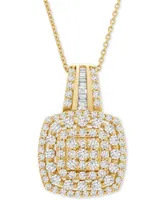 Wrapped in Love Diamond Cushion Cluster 18" Pendant Necklace (1 ct. t.w.) in 14k Gold, Created for Macy's