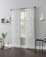 No. 918 Abstract Geometric Embroidery Semi Sheer Rod Pocket Curtain Panel Collection