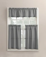 Martine Microfiber Semi-Sheer Rod Pocket Kitchen Curtain Valance and Tiers Set
