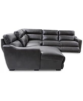 Gabrine 5-Pc. Leather Sectional with 2 Power Headrests and Chaise, Created for Macy's