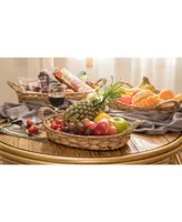 Vintiquewise Set of 3 Seagrass Fruit Bread Basket Trays with Handles