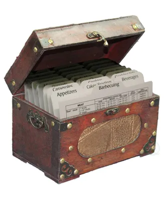 Vintiquewise Antique Wooden Recipe Card Box