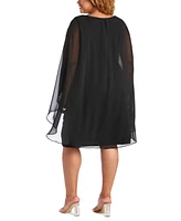 R & M Richards Plus Embellished Chiffon-Cape Dress