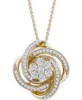 Wrapped in Love Diamond Love Knot 20" Pendant Necklace (1/2 ct. t.w.) in 14k Gold, Created for Macy's