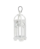 Glitzhome Set of 2 Wash White Farmhouse Wooden church window Frame Lanterns