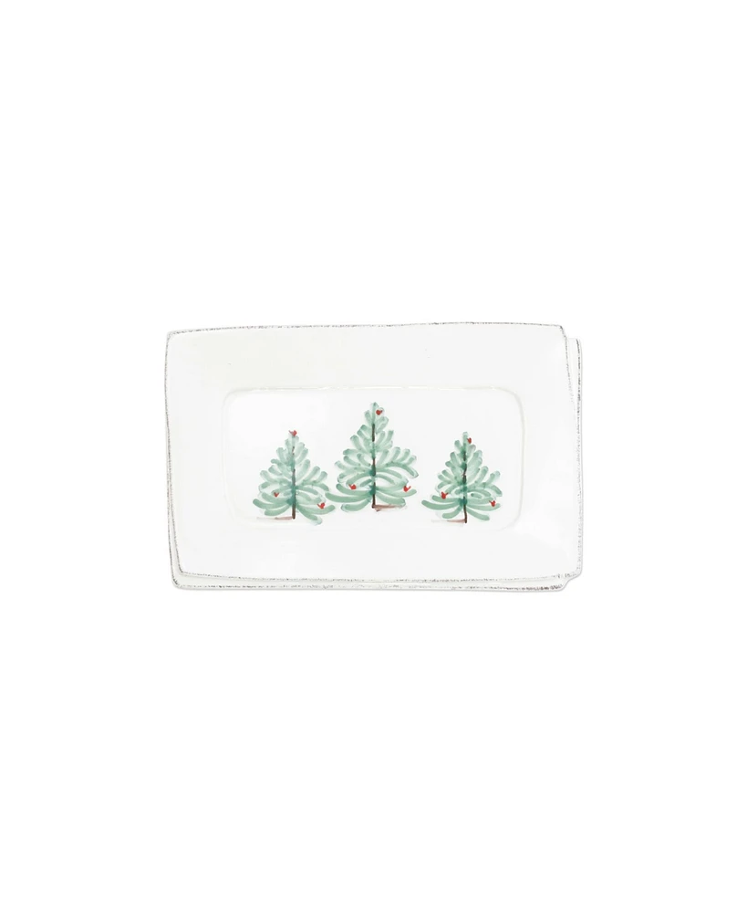 Vietri Lastra Holiday Small Rectangular Tray