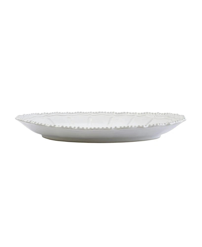 Vietri Incanto Stone White Baroque Large Oval Shallow Bowl