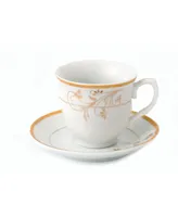 Lorren Home Trends Floral 8 Piece 8oz Tea or Coffee Cup and Saucer Set
