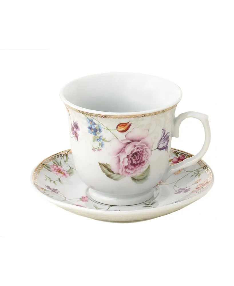 Lorren Home Trends 8-pc 8oz Coffee Cup and Saucer Set, Service for 4