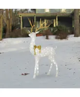 National Tree Company 75" Pre-lit Crystal White Standing Buck