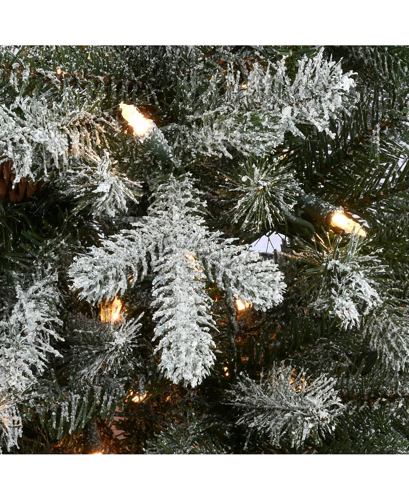 National Tree Company Snowy Morgan Spruce Entrance Tree with Clear Lights