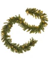 National Tree 9' x 10" Norwood Fir Garland with 50 Battery Operated Soft White Led Lights