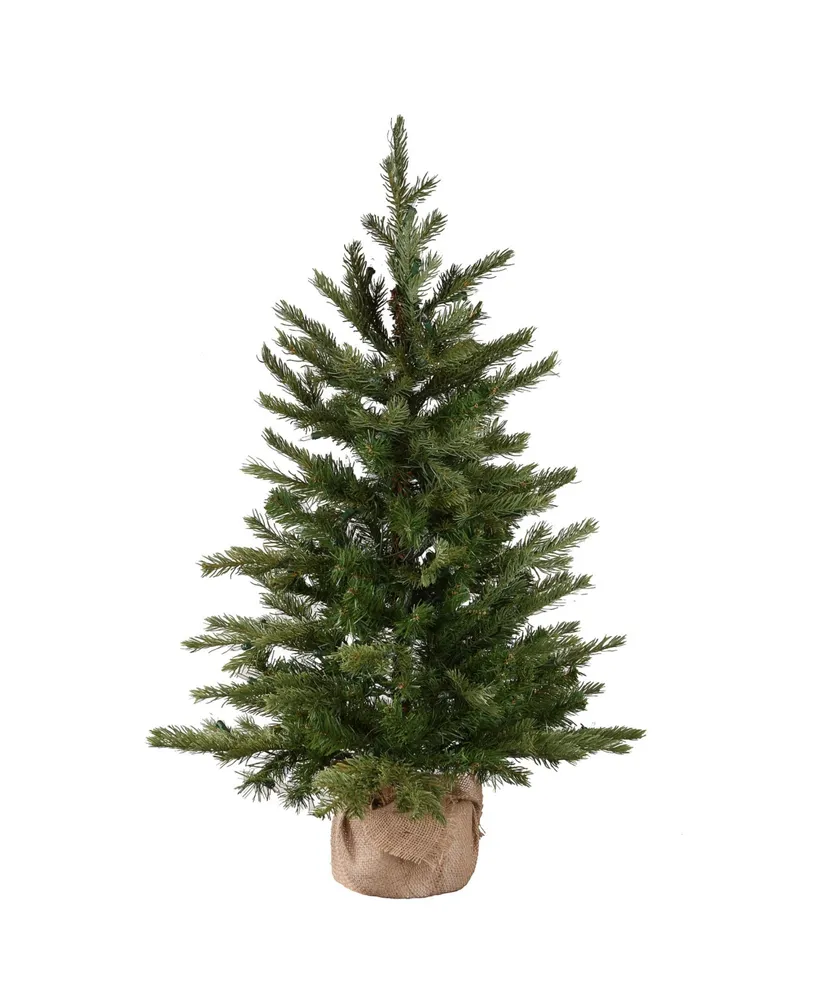 National Tree Company 3' "Feel Real" Nordic Spruce Small Tree in Burlap with 100 Clear Lights