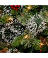 National Tree 5' Wintry Pine Entrance Tree Cones, Red Berries and Snowflakes and 100 Clear Lights