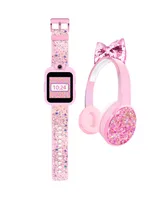 Kid's Playzoom Pink Sparkle Tpu Strap Smart Watch with Headphones Set 41mm