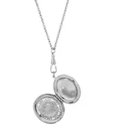 2028 Women's Silver Tone Black Cameo Round Filigree Locket Necklace