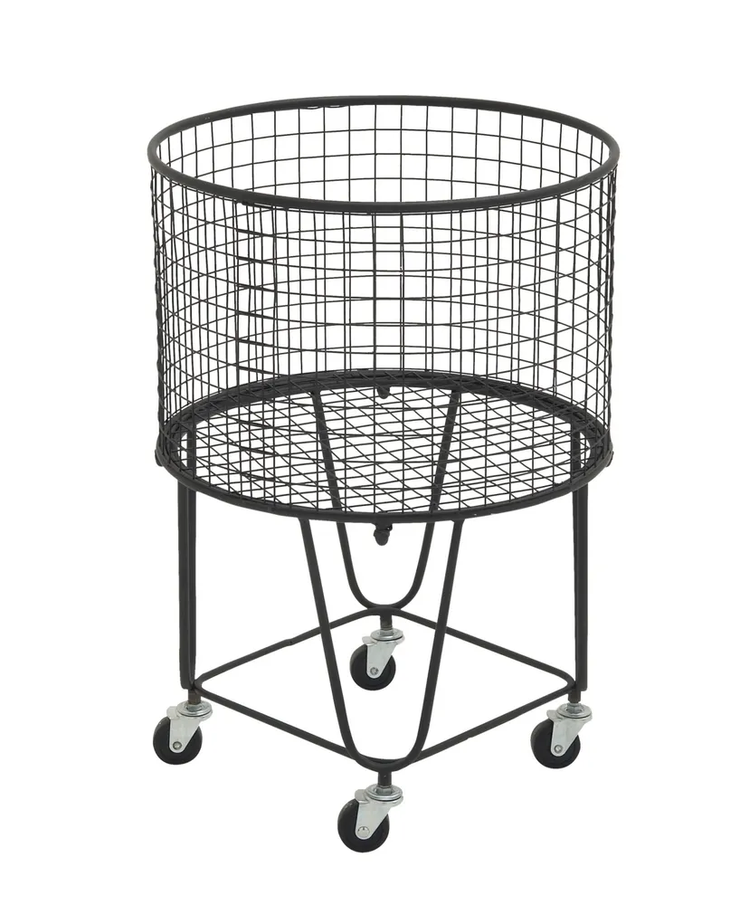 CosmoLiving by Cosmopolitan Black Industrial Metal Storage Cart, 25 x 17