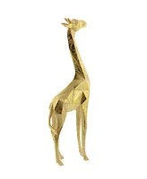 CosmoLiving by Cosmopolitan Set of 2 Gold Polystone Modern Giraffe Sculpture, 12", 15"