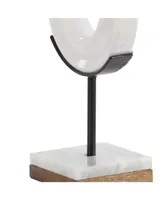 Natural Wood and Marble Modern Sculpture Table Decor