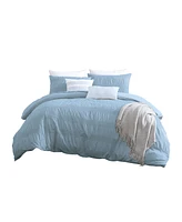 Swift Home Lush Moselle Cotton Ruched Waffle Weave Piece Duvet Cover Set