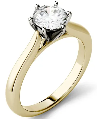 Moissanite Solitaire Engagement Ring 1 ct. t.w. Diamond Equivalent in 14k White Gold or 14k Yellow Gold