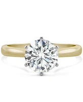 Moissanite Solitaire Engagement Ring 1-1/2 ct. t.w. Diamond Equivalent in 14k White Gold or 14k Yellow Gold