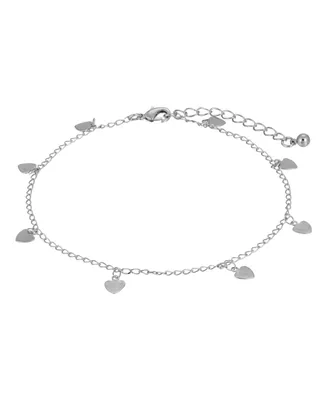 Women's Silver-Tone Chain with Heart Drops Anklet
