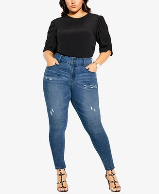 City Chic Women's Asha Baby Rip Skinny Jean