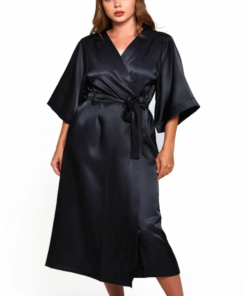 Victoria Plus Satin 3/4 Sleeve Long Robe