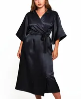 Victoria Plus Satin 3/4 Sleeve Long Robe