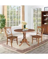 Dual Drop Leaf Table with 2 X Back Chairs, Set of 3