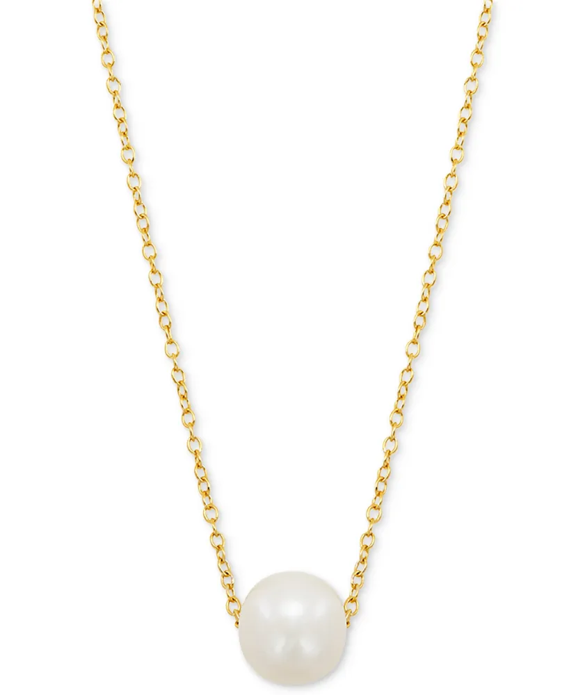 Giani Bernini Cultured Freshwater Pearl (8mm) Solitaire 18" Pendant Necklace, Created for Macy's