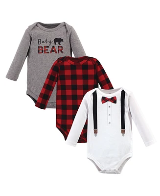 Little Treasure Baby Boys Cotton Long-Sleeve Bodysuits 3pk, Lumberjack Bow Tie