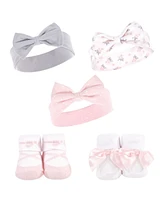 Hudson Baby Girls Headband and Socks Set, Velvet Knot, 0-9 Months