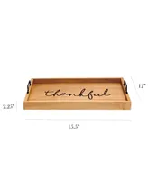 Elegant Designs Decorative Wood Serving Tray with Handles