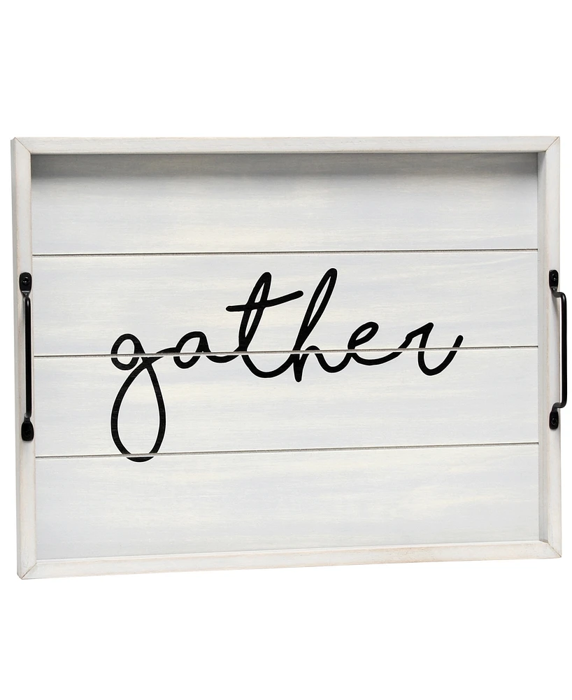 Elegant Designs Decorative Wood Serving Tray with Handles - Gather