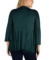 Plus Flared Open Front Cardigan Sweater