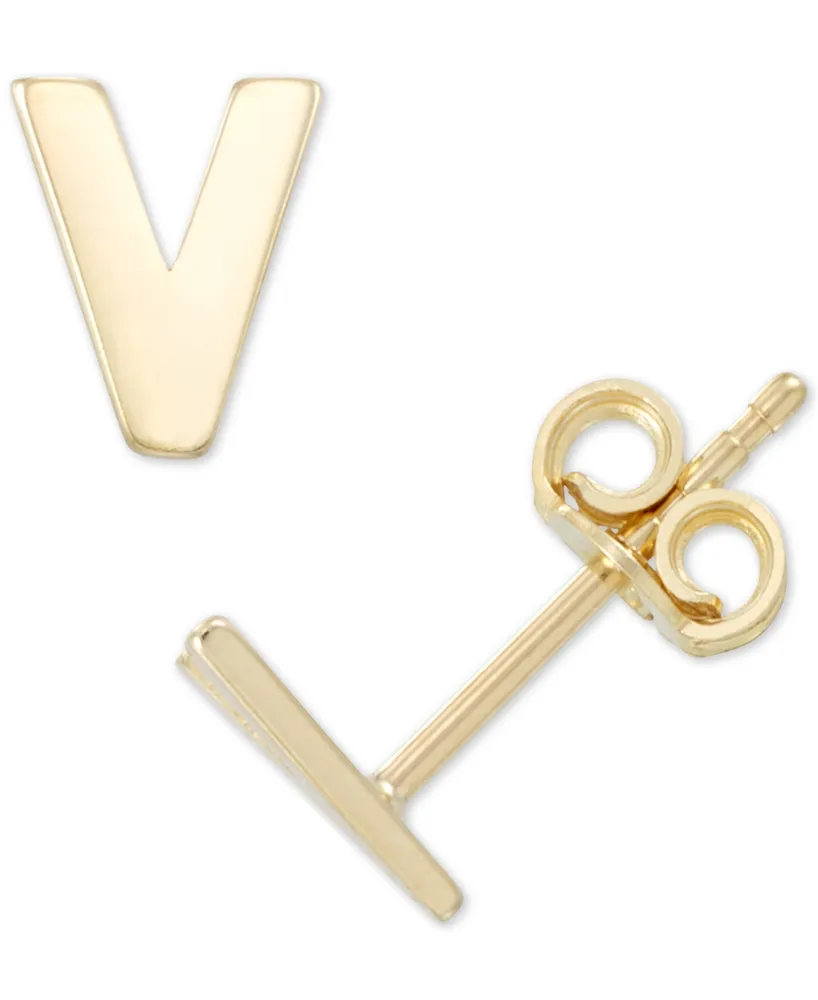 Initial Stud Earrings in 10k Gold