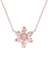 Morganite and Diamond Accent Floral Necklace