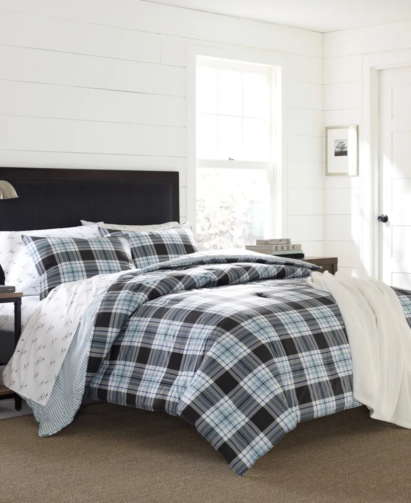 Eddie Bauer Lewis Plaid Atlantic Duvet Cover Set, King