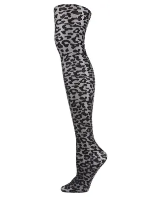 MeMoi Women's Leopard Print Pattern Shimmer Sheer Tights