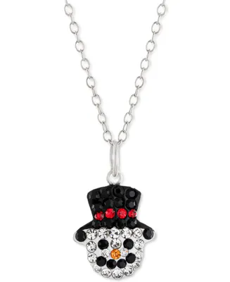 Giani Bernini Crystal Snowman 18" Pendant Necklace in Sterling Silver, Created for Macy's