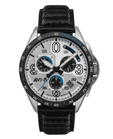 Avi-8 Men's P-51 Mustang Blakeslee Chronograph Command Pilot Black Genuine Leather Strap Watch, 43mm