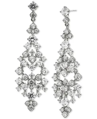 Eliot Danori Silver-Plated Cubic Zirconia Chandelier Earrings, Created for Macy's